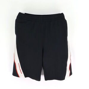 Under Armour Athletic Shorts Boys YXL Black White Stripe 100% Polyester Pockets